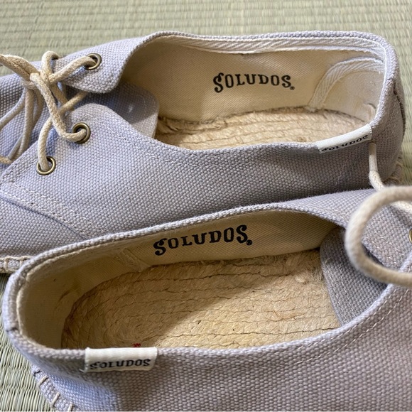 Soludos Lace Up Espadrilles Shoes Women's 9 Grey Jute Canvas Casual Stroll Walk - Picture 7 of 7